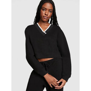 Victoria's Secret PINK Premium Fleece V-Neck Pullover Sweatshirt Large NWT